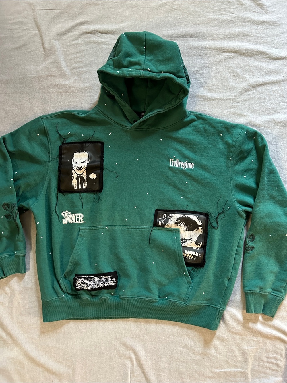 Civil Regime DC Comics The Joker Green Graphic Hoodie Distressed Patchwork